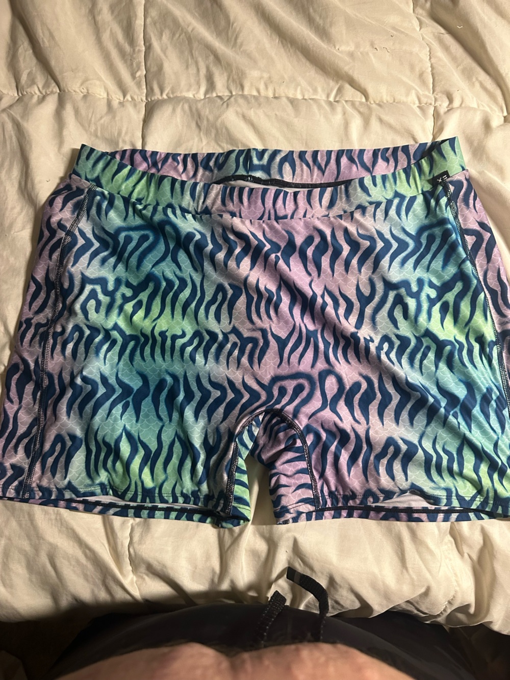 TomboyX Ombre Zebra Print swim shorts- Blue/Purple/Green